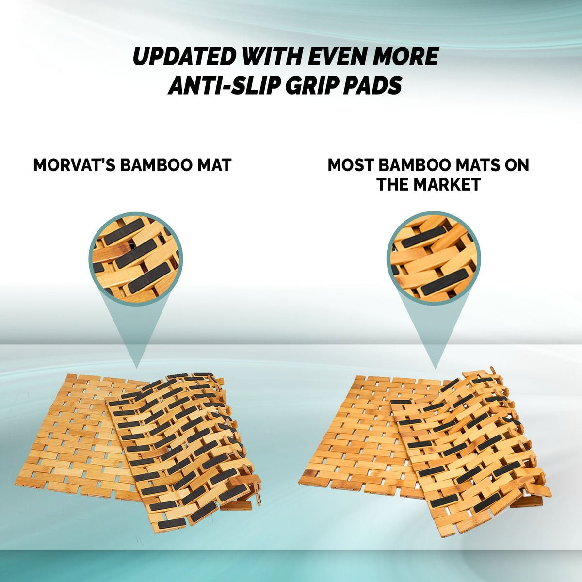 Wood Shower Bench Seat with Bamboo Floor Mat Morvat