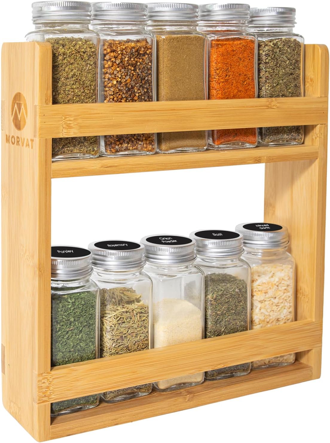 
                  
                    Morvat Premium Bamboo Wooden Spice Jar Organizer Rack with Optional 10 Jars
                  
                