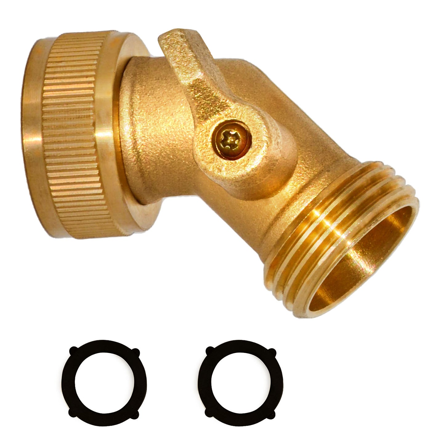 
                  
                    Твердый латунный коленчатый соединитель шланга 45/90-градусный соединитель с запорным клапаном ВКЛ/ВЫКЛ
                  
                