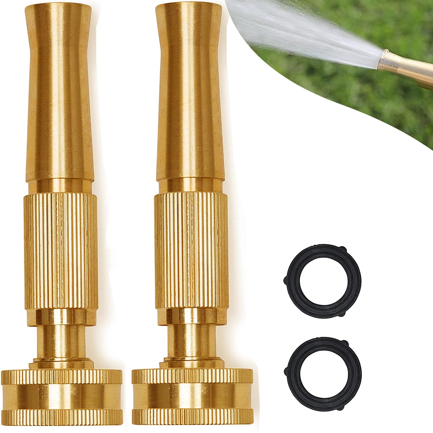 brass garden spray nozzle Morvat Solid Brass Heavy Duty Twist Garden Hose Nozzle