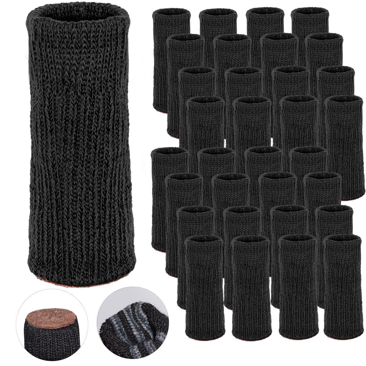 
                  
                    Morvat Black/Brown Furniture Leg Socks for Table, Chairs, & Furniture, Small/Large, 32 Pack
                  
                