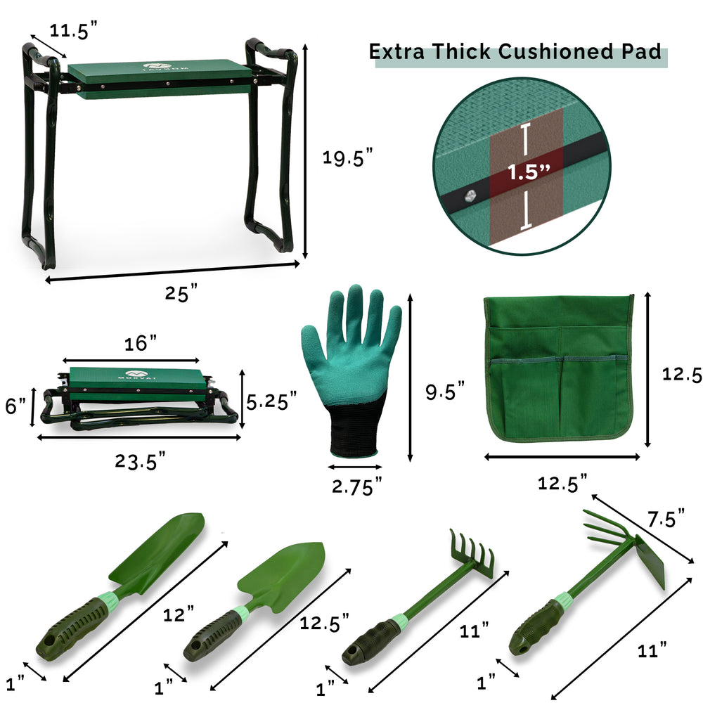 
                  
                    Morvat Heavy Duty Garden Kneeler, Includes Gardening Gloves, 4 Tools & 2 Bags
                  
                