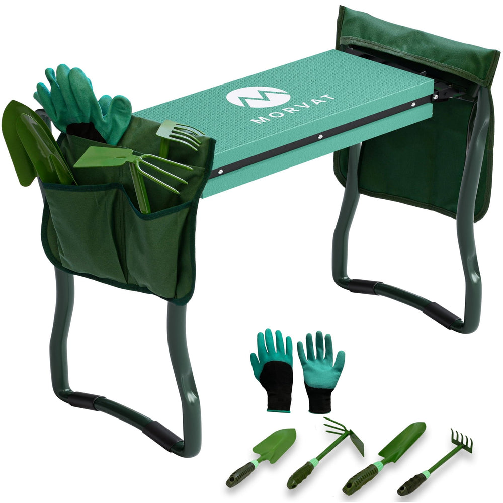 Morvat Heavy Duty Garden Kneeler, Includes Gardening Gloves, 4 Tools & 2 Bags