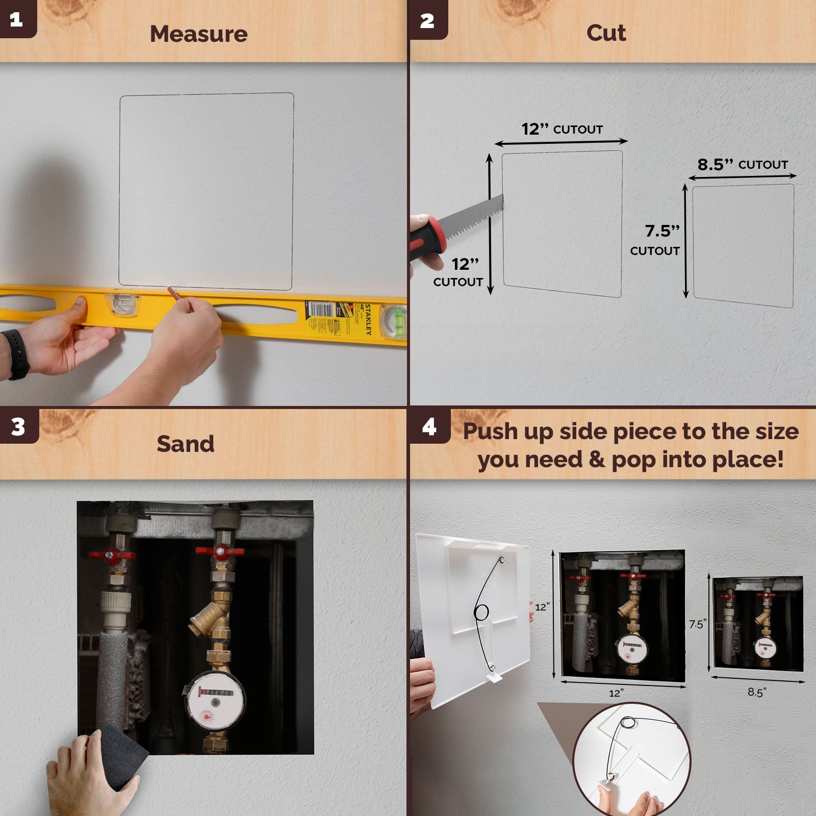 Drywall Adjustable Spring Access Panel for Wires, Pipes | Morvat