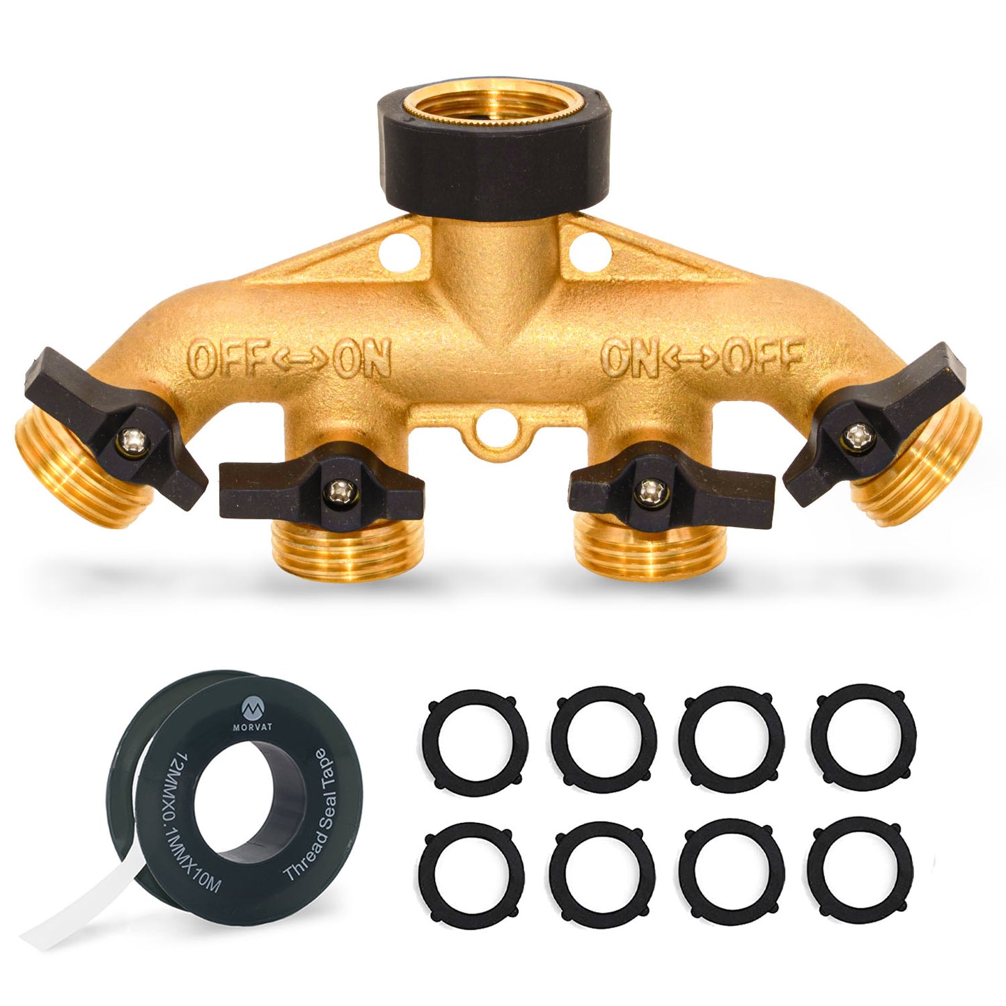 
                  
                    Morvat Heavy Duty Brass & Rubber 4 Way Garden Hose Splitter
                  
                