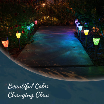 Color Changing Stainless Steel Solar Pathway Lights, 16 Pack