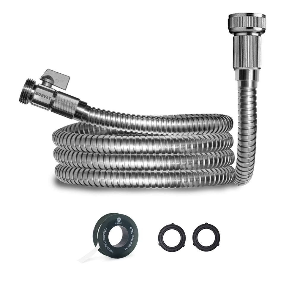 Morvat Premium Stainless Steel Garden Hose with ON/OFF Valve