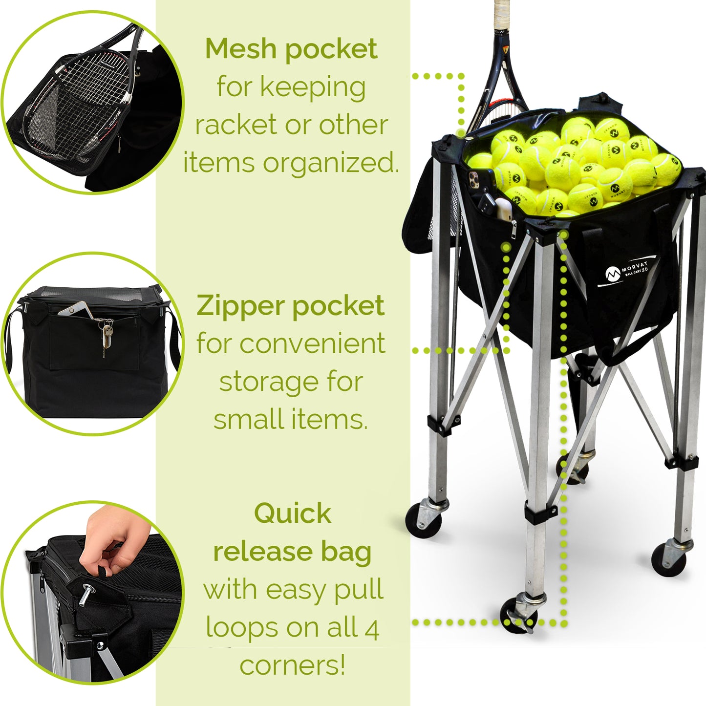 
                  
                    Morvat Heavy-Duty 165 Tennis Ball Cart with Bag, 3 Balls & Carry Bag
                  
                