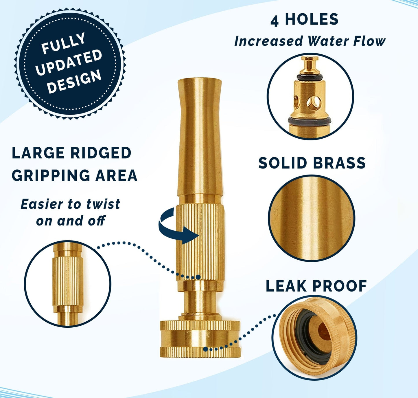 brass garden spray nozzle Adjustable Brass Hose Nozzle for Garden and Outdoor Use
