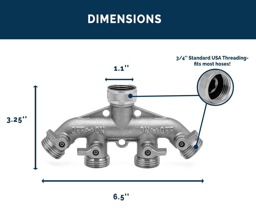 
                  
                    Morvat Heavy Duty Hexagonal Brass 4 Way Garden Hose Y Splitter with Mount Kit
                  
                