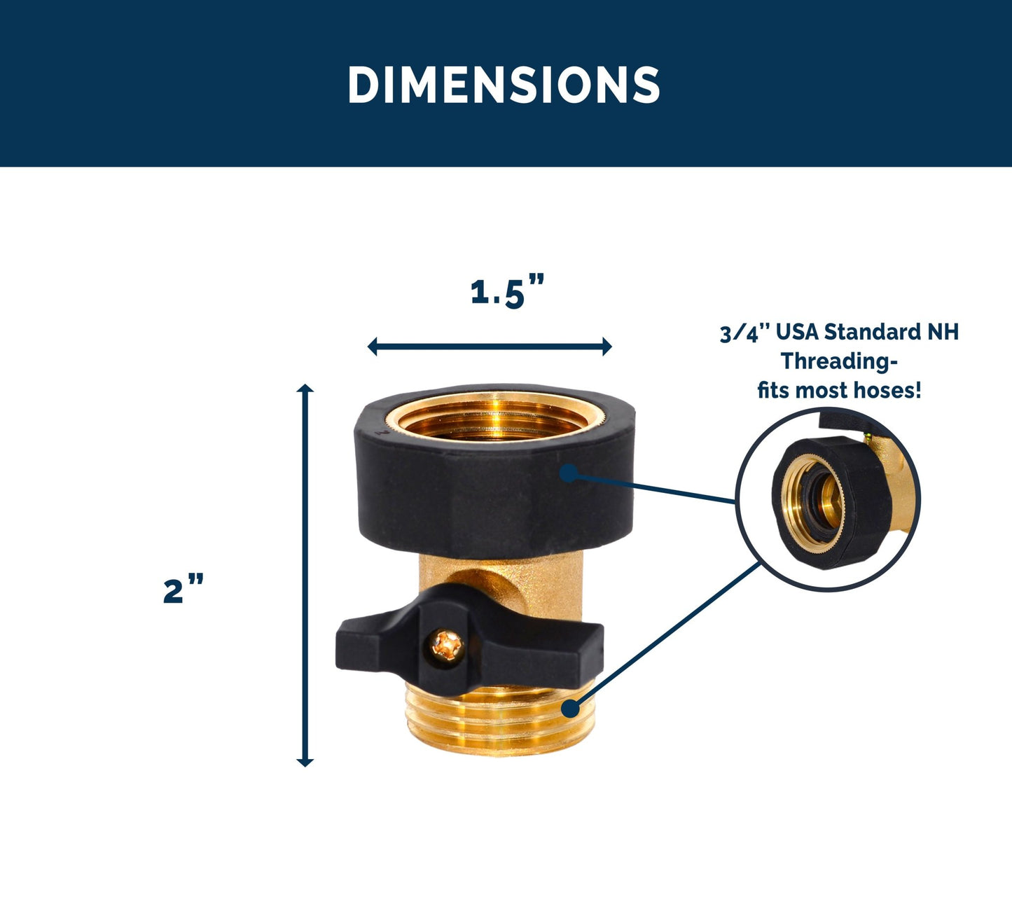 thumbnail image 2 of Morvat Heavy Duty Brass Garden Hose Connector Shut Off Valve (2 Pack) 2 of 5