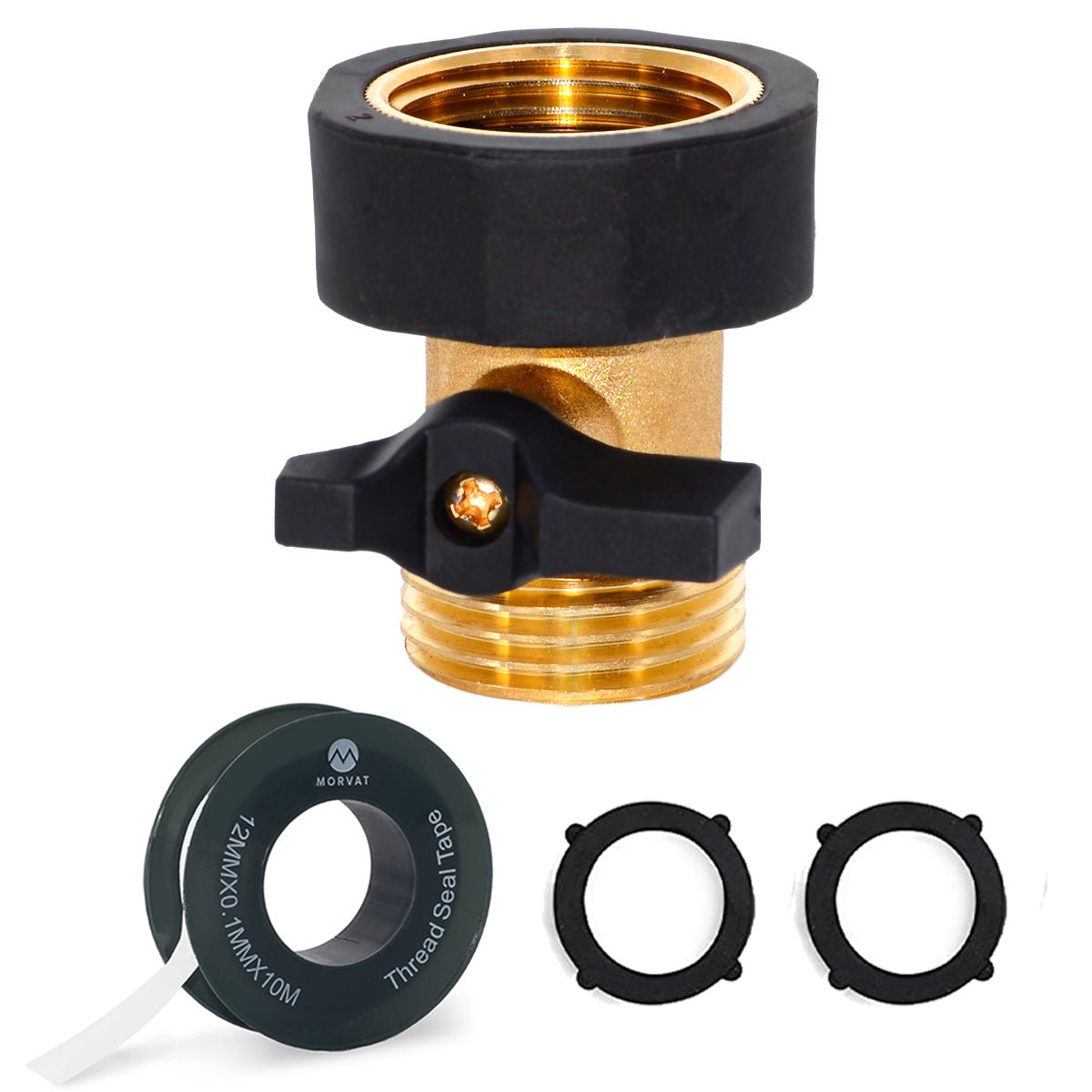 
                  
                    Morvat Heavy Duty Brass & Rubber Garden Hose Connector Shut Off Valve
                  
                