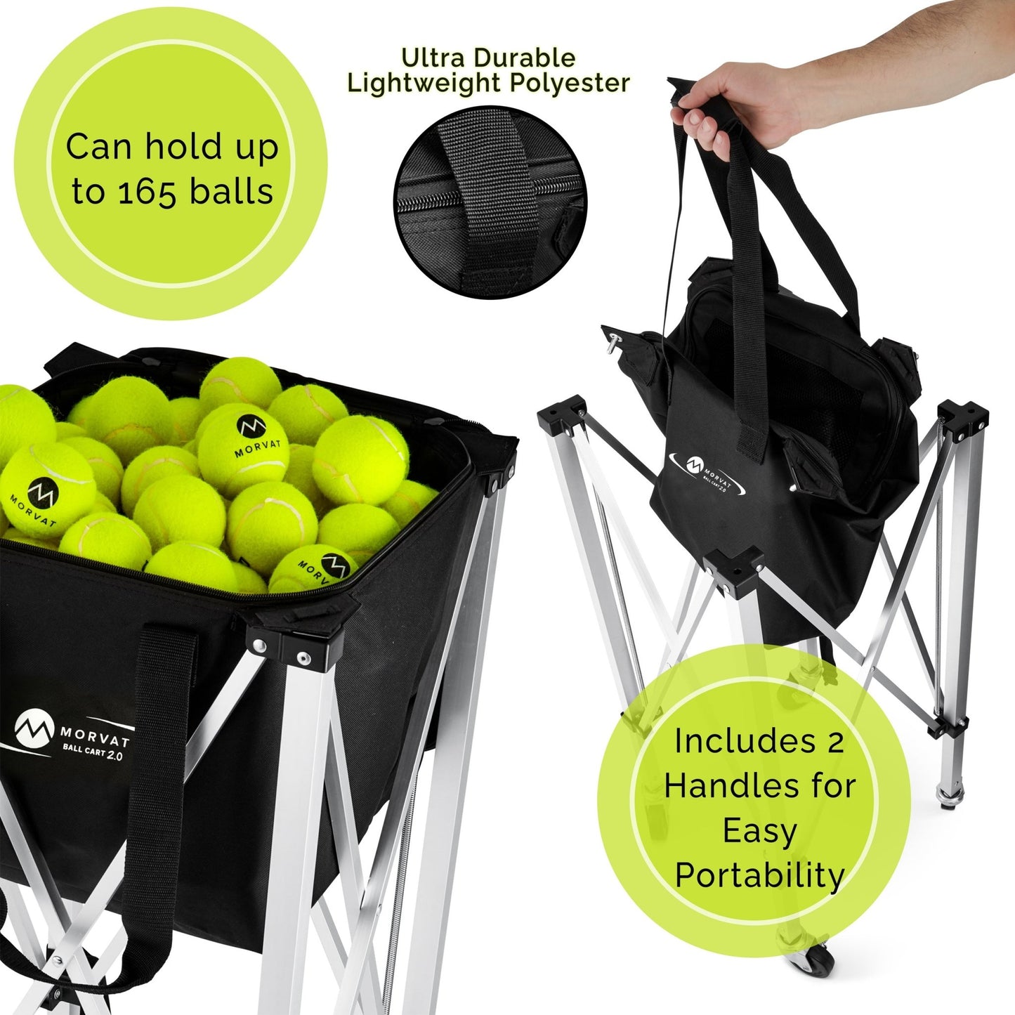 
                  
                    Heavy-Duty Pro Tennis Ball Cart with Bag, 3 Tennis Balls and Carry Bag
                  
                