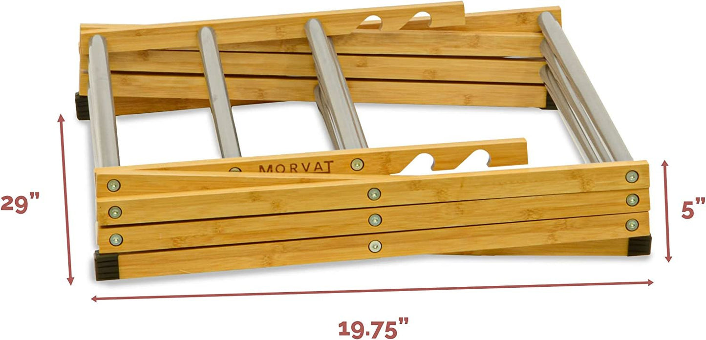 
                  
                    Складная бамбуковая сушилка для одежды Morvat Premium со стальными стержнями, полностью собранная, противоскользящие резиновые ручки, регулируемая высота, 11 металлических опор с 23-футовым пространством для сушки белья, полотенец для одежды
                  
                