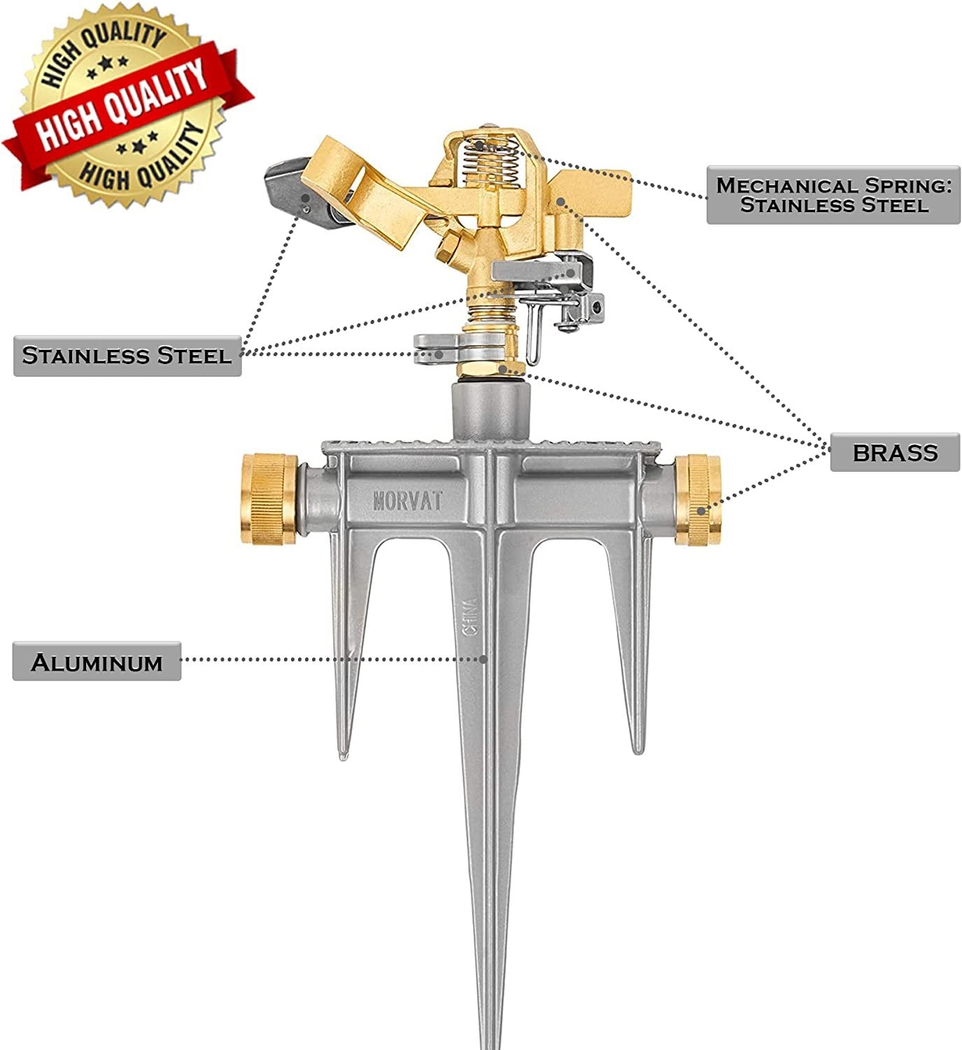 Impact sprinkler: Durable lawn sprinkler with a brass head